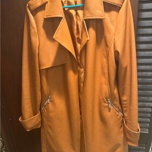 BAGATELLE Women’s Faux Leather Trench Coat size medium Carmel brown